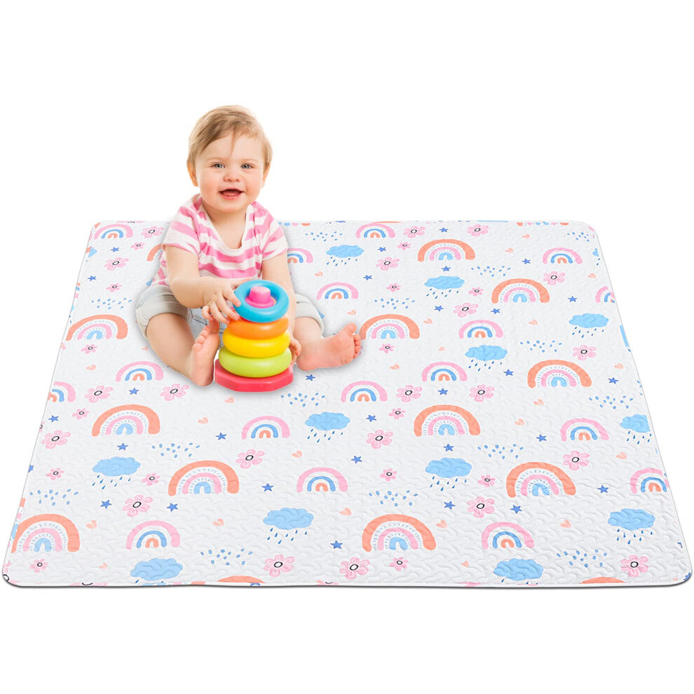 Baby Floor Play Mat Large 127x127 cm, Portable Playpen Mat Non Slip One-Piece Baby Crawling Mats for Tummy Time, Machine Washable Playmat for Babies