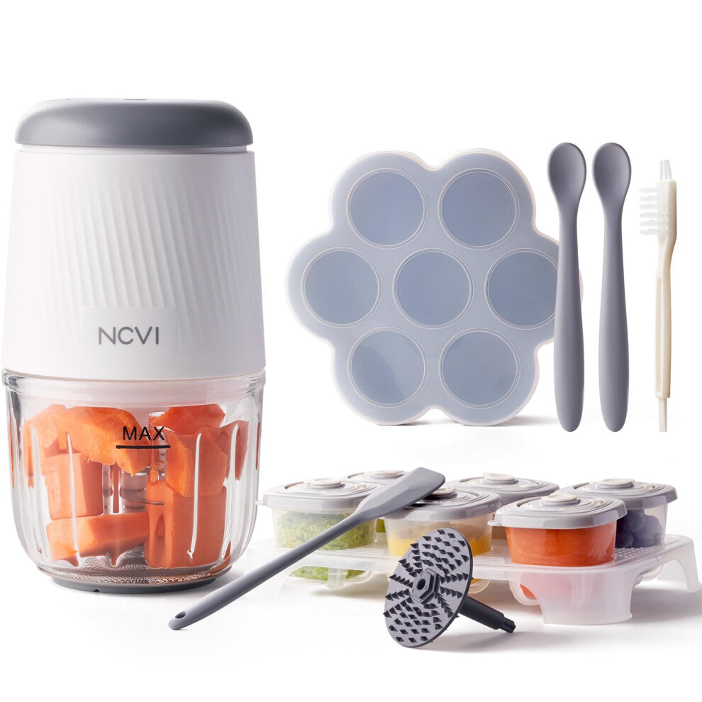 NCVI Baby Food Processor Set, Mini Baby Food Maker with 8 Stainless Steel Blades and Grinding Disc, Small Puree Maker, Food Blender and Chopper for