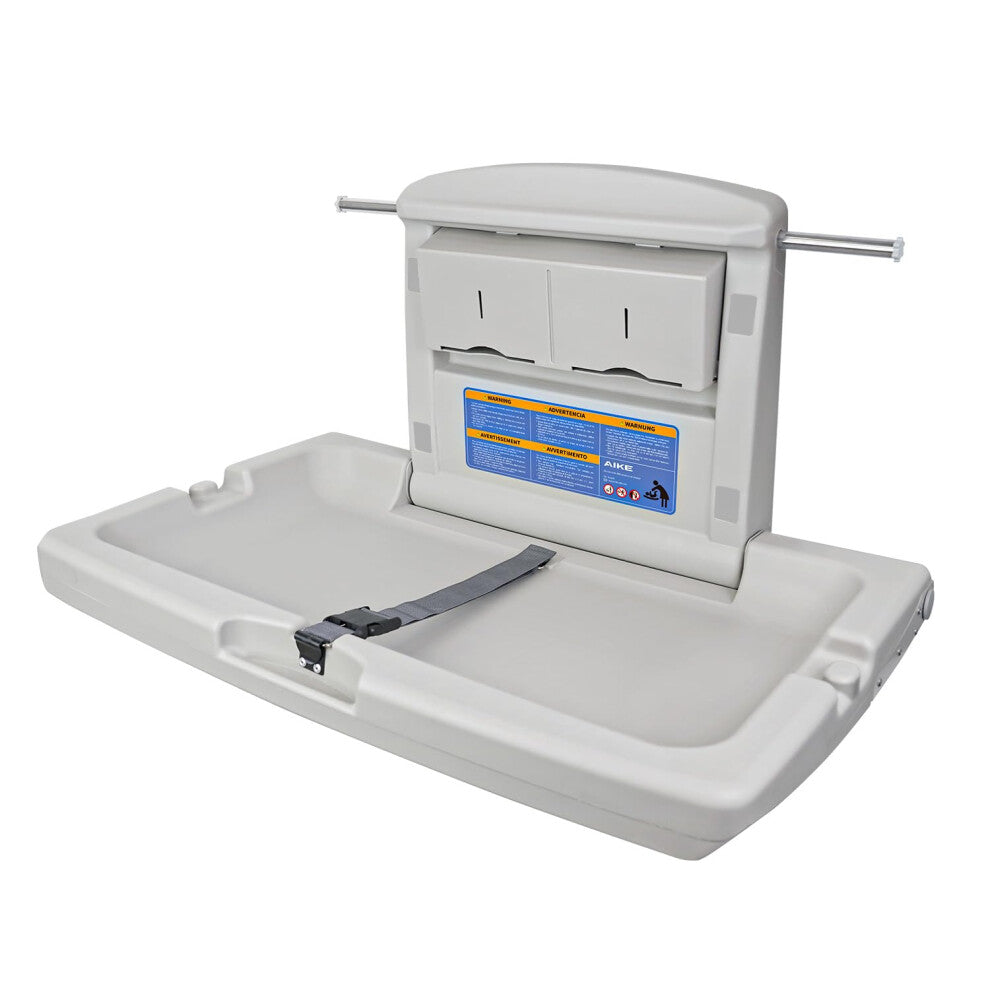 AIKE Baby Changing Unit Horizontal, Wall-mounted Foldable Baby Diaper Changing Table, Commercial Baby Changing Station CPC Compliant, Grayish White