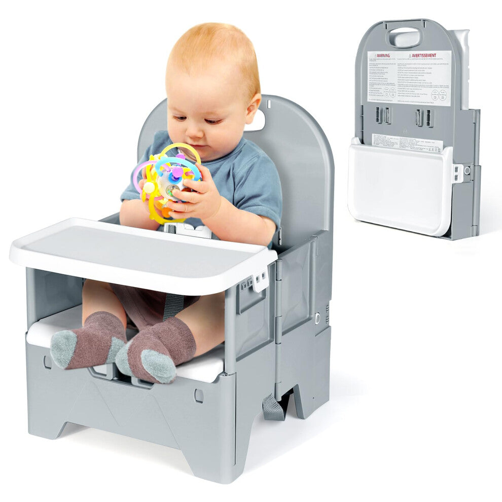 Orzbow Foldable Toddler Booster Seat Dining Chair,Stable Baby Chair Booster Seat Toddler with Dining Tray,ABS Material and Sturdy Structure,Easy to