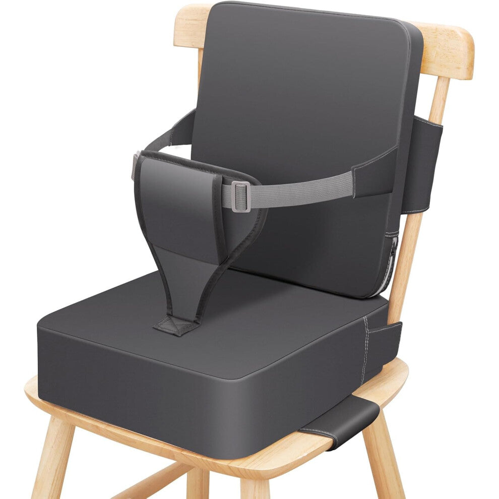 TOTIDYH Toddler Booster Seat for Dining Chair, 10cm PU Washable Toddler Booster Cushion for Dining Chair with Backrest and Adjustable Straps, Non-Slip