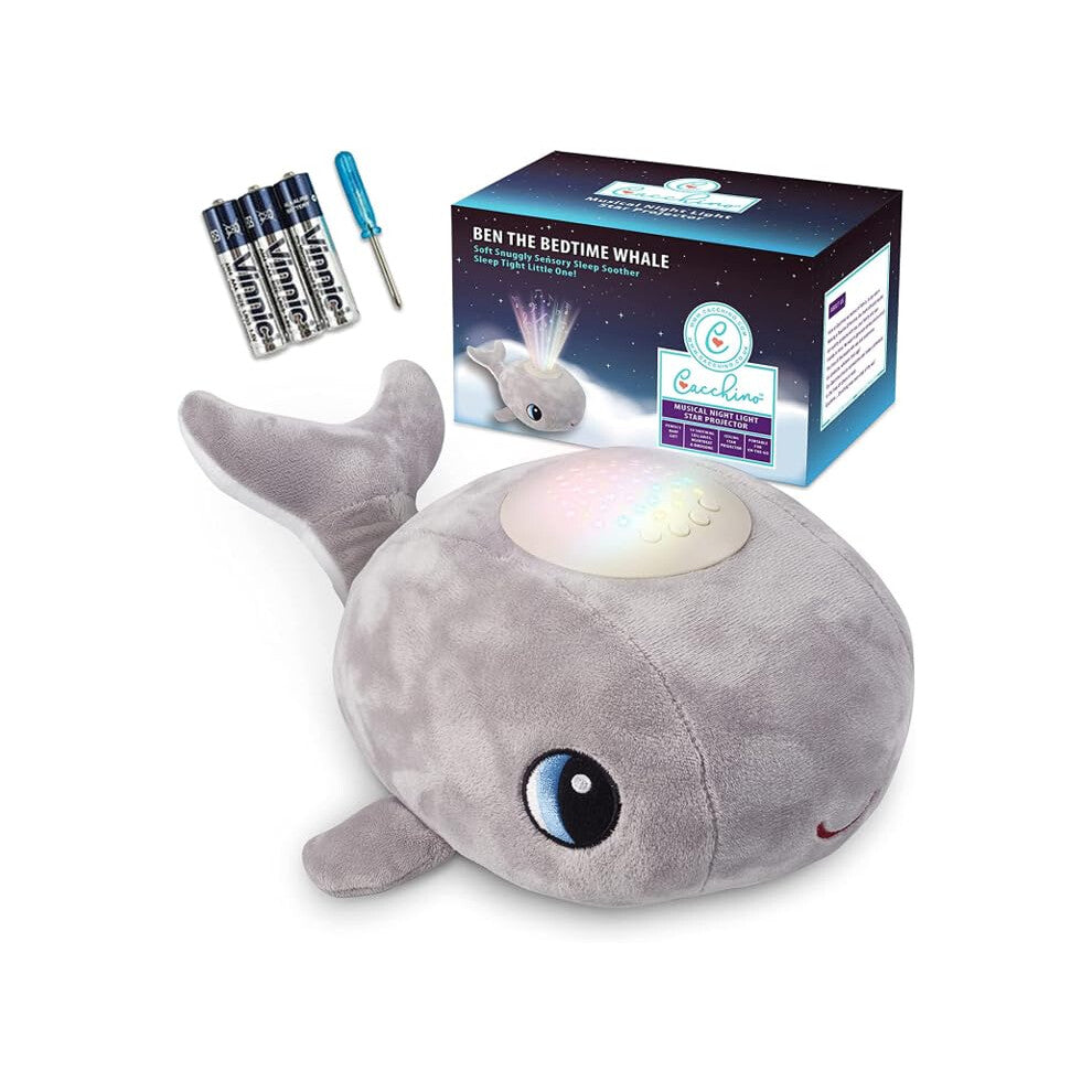 Cacchino? Ben Baby Sleep Soother, Sleep Aid with Musical Night Light Star Projector with Nursery Rhymes, Heartbeat, Soothing Sounds (No Cry