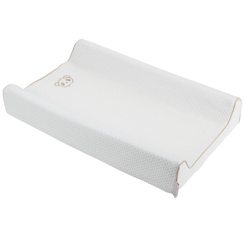CuddleCo Luxurious Bamboo and Memory Foam Changing Mat -Soft and Supportive Solution for Comfortable Diaper Changes - Natural White