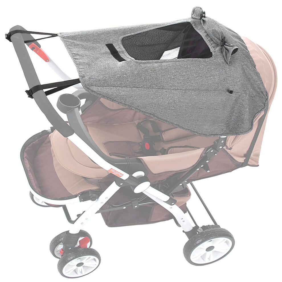 Universal Buggy Pram Sunshade, Hantoc Pram Baby Sun Shade Sun Cover with Viewing Window for Strollers Pushchairs UV Protection Water Resistant Grey