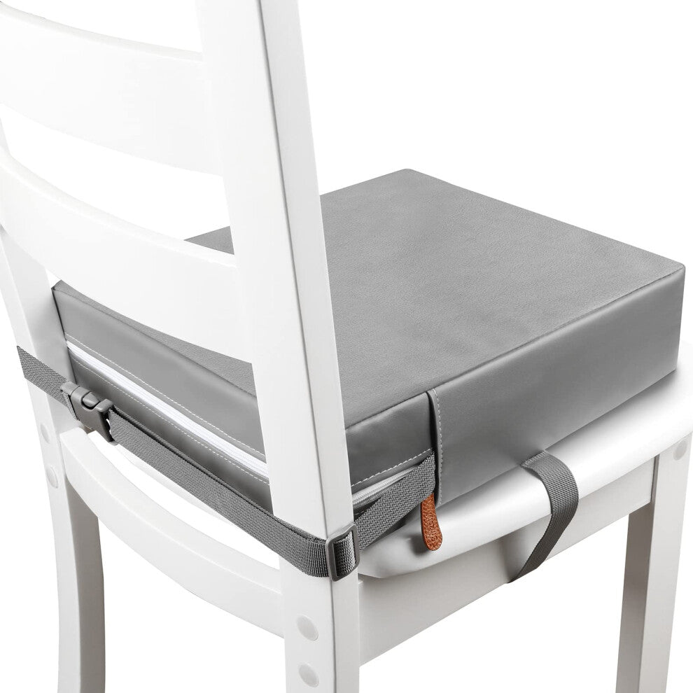 Toddler Booster Seat for Dining Chair, PU Washable Double seat Belts Non-Slip Bottom Kids Booster Seat Dining, Portable Travel Increasing Cushion