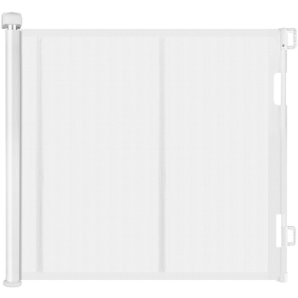 Retractable Baby Gate, Upgraded Pet Gate with Fiberglass, Extends to 140 cm Wide, 84 cm Tall, Mesh Dog Gate for Stairs, Indoors, Outdoors and