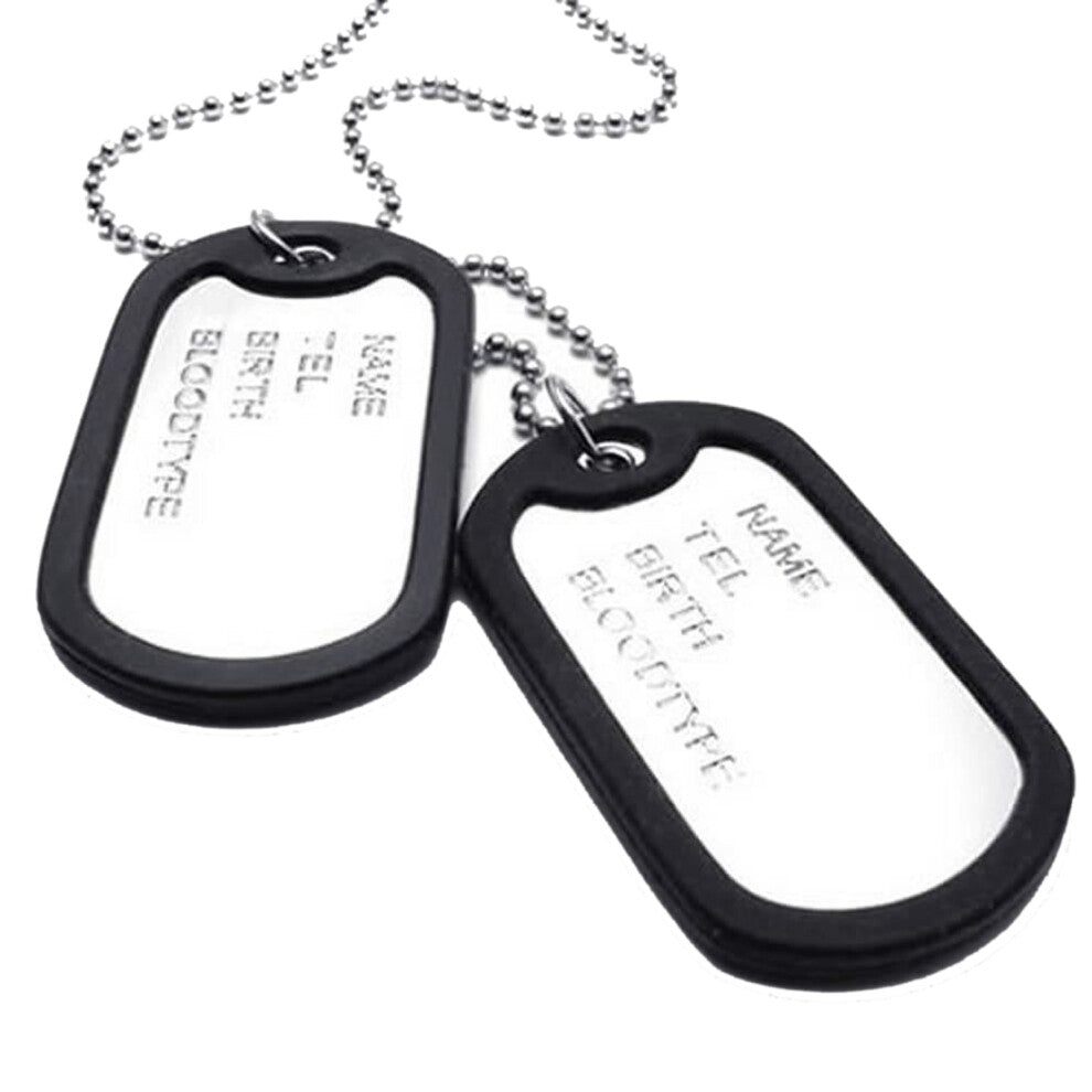 Jewelry Mens Necklace, 2 Tag Style Dog Pendant wit