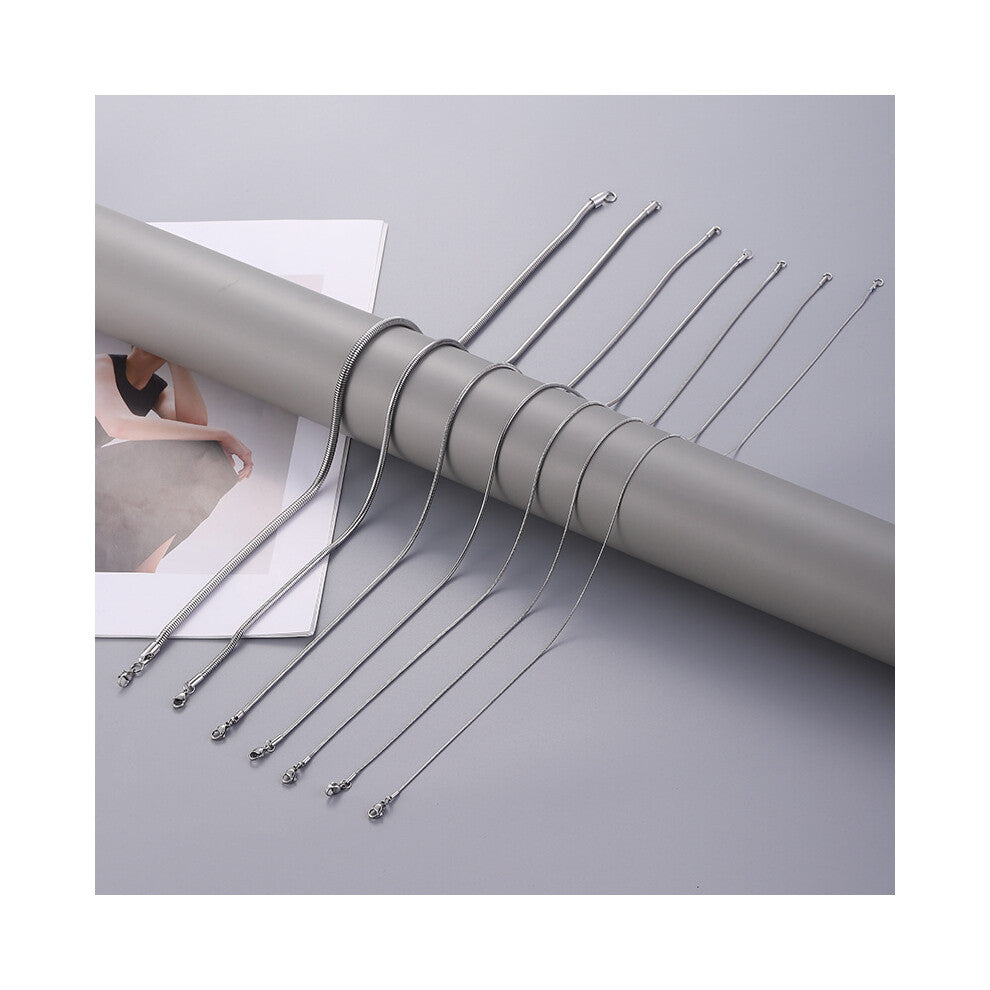 (Steel color, 1.2mm*70CM) DIY fashionable hip-hop men's and women's necklace with round snake stainless steel chain