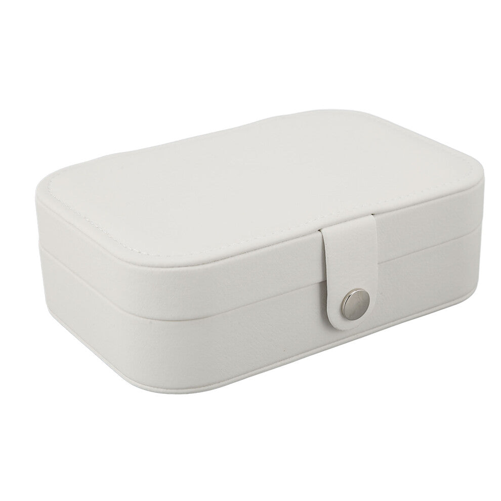 Portable Necklace Organizer Box PU Leather 16x10.9x5cm White