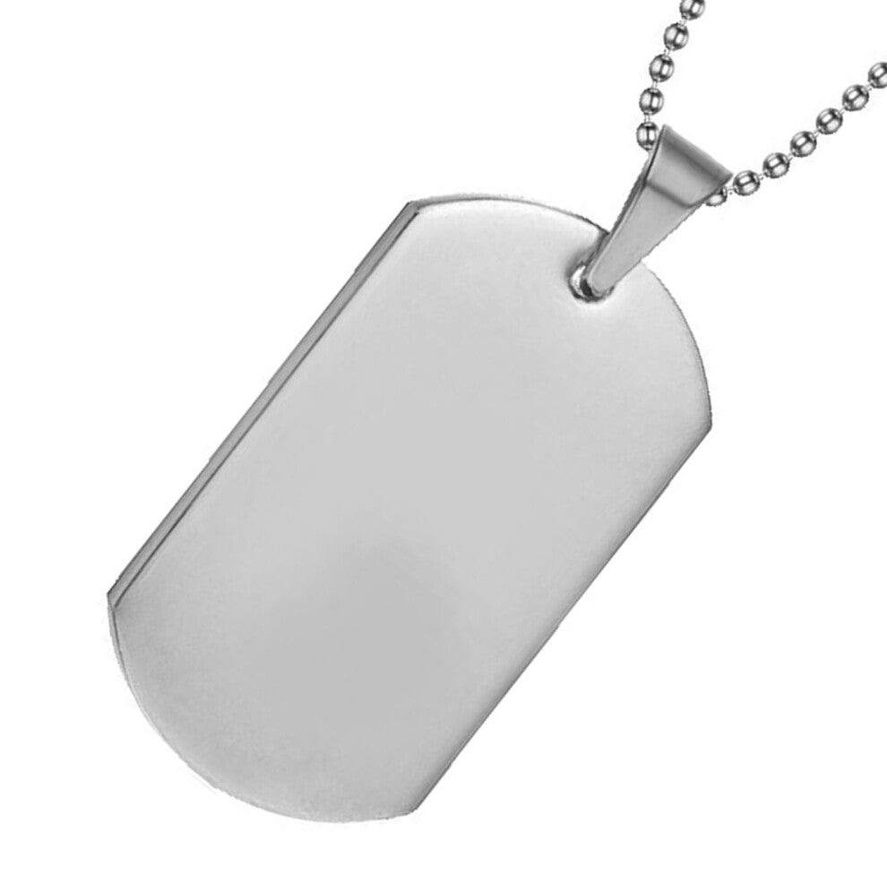 Military Tag Necklace 70cm Titanium Steel Round Beads