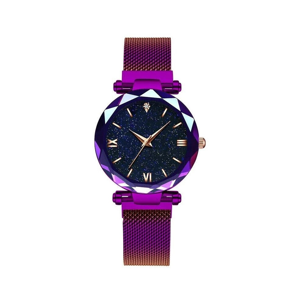 (Purple) Fashion Women Watch Dress Watches Metal Band Quartz WristWatch Brithday Gift