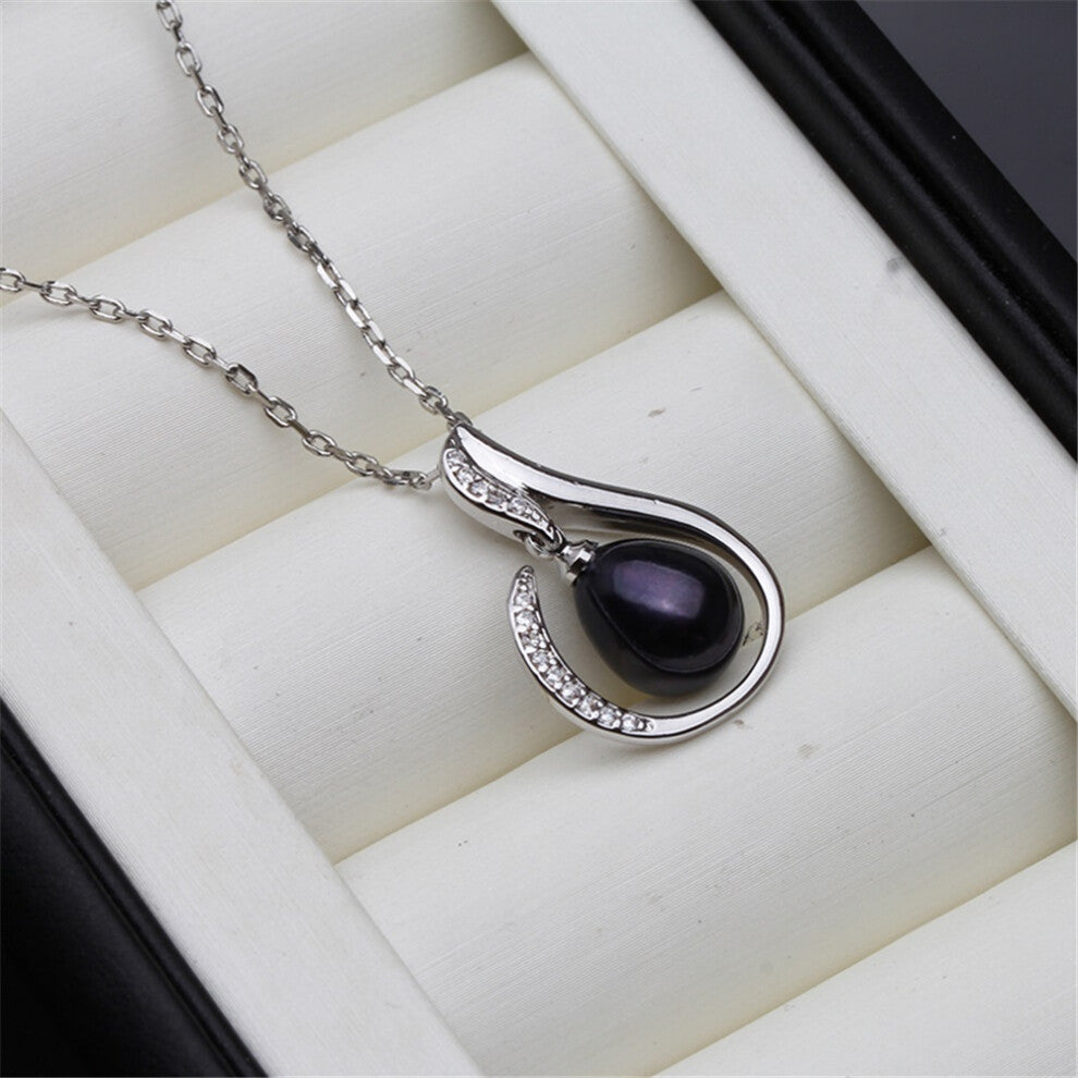 (black pearl pendant) Vintage White Freshwater Natural Pearl Necklace For Women,925 Silver Pearl Pendant Fine Jewelry Girl Wife Birthday Gift