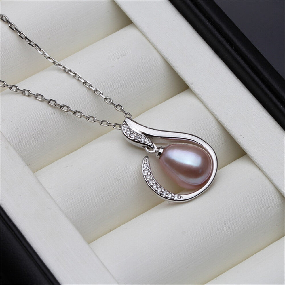 (purple pearl pendant) Vintage White Freshwater Natural Pearl Necklace For Women,925 Silver Pearl Pendant Fine Jewelry Girl Wife Birthday Gift