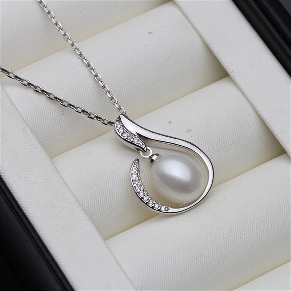 (white pearl pendant) Vintage White Freshwater Natural Pearl Necklace For Women,925 Silver Pearl Pendant Fine Jewelry Girl Wife Birthday Gift