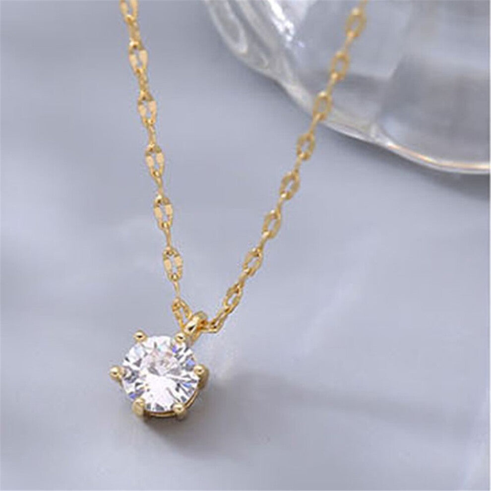 (NK126 Gold) Hot 925 Sterling Silver Plated Necklace Versatile Single Sparkling AAA Zircon Clavicle Chain for Women Wedding Jewelry Wholesale