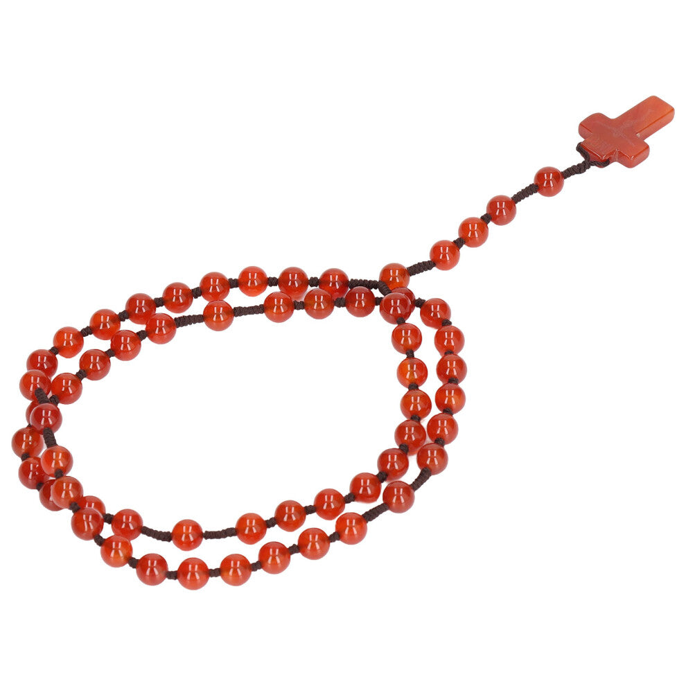Red Agate Catholic Rosary Necklace for Women – Portable Religious Gift