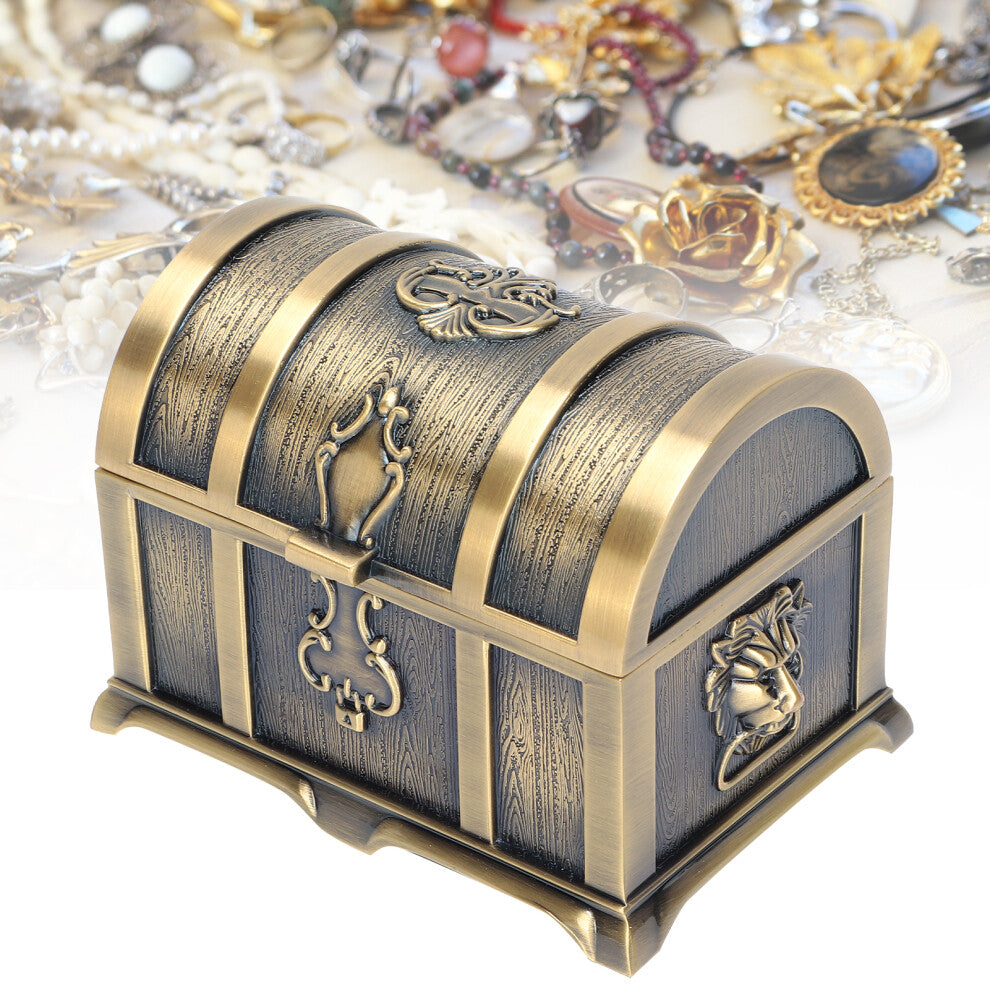 Vintage Metal Jewelry Storage Box for Women Girls Earring Necklace Organizer