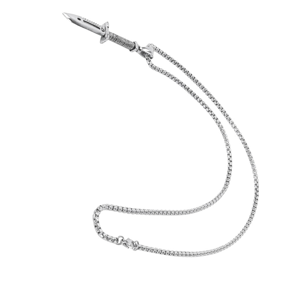 Unique Men's Knife Pendant Necklace Durable Titanium Steel 21.3in