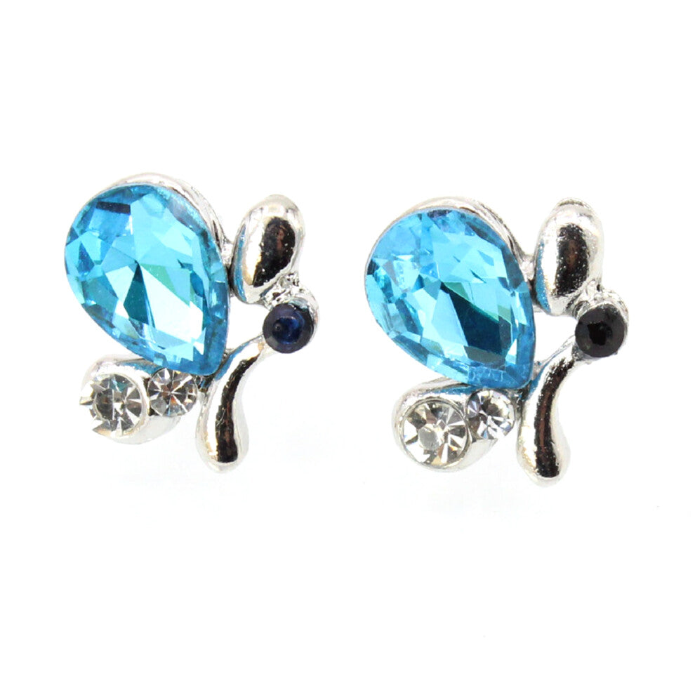 Women's Crystal Jewelry Set with Necklace, Bracelets & Earrings – Blue, 3-piece