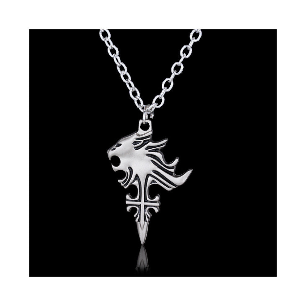 (Necklace) Final Fantasy Wolf Head Necklace Alloy Animal Pendant Chain Cosplay For Gift