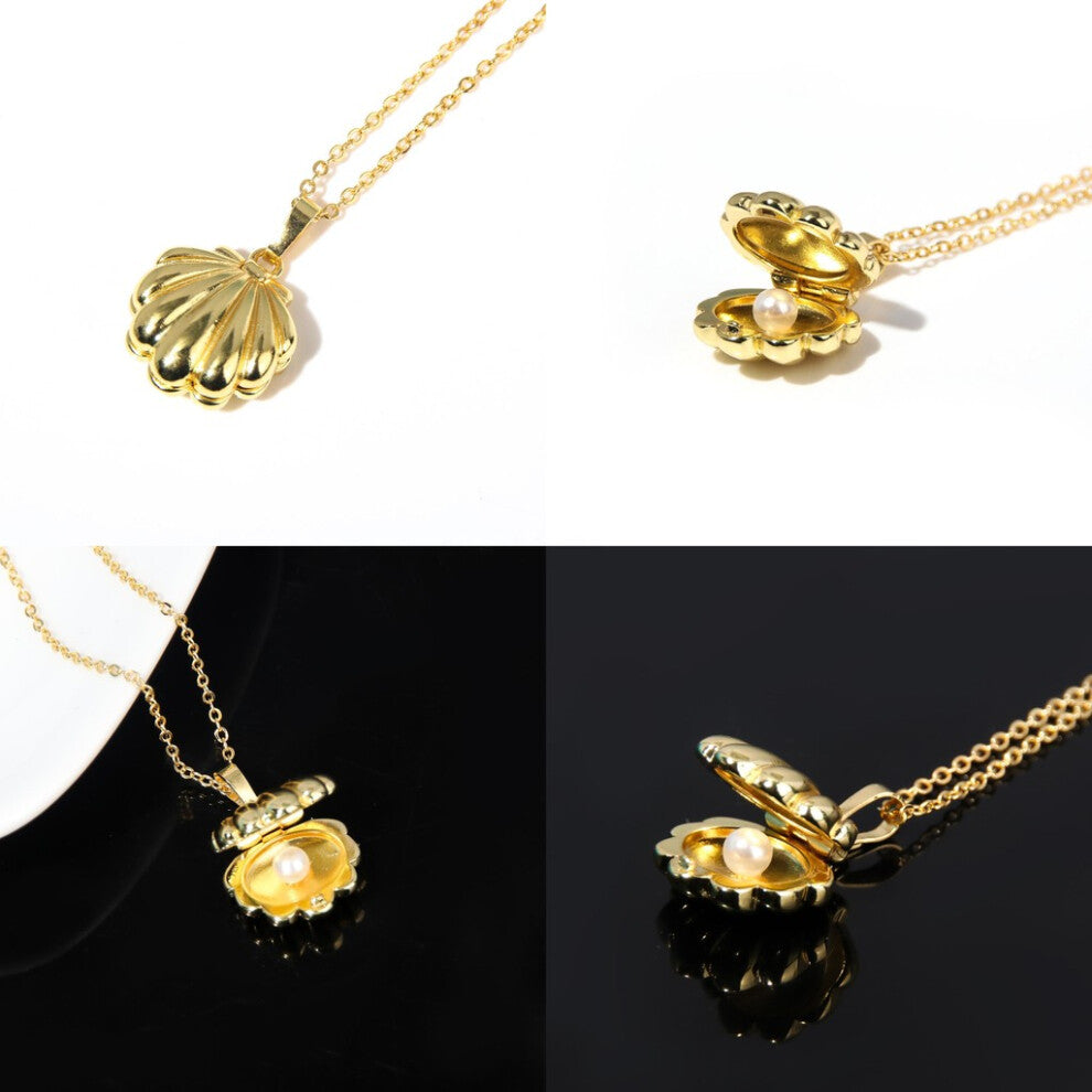 Mermaid Melody Shell Pearl Necklace Jewelry Pendant With Metal Daily Chain Use