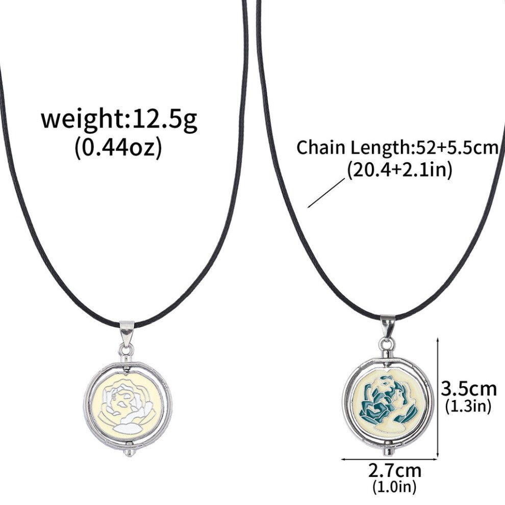 (Small Necklace) Arcane League Of Legends Ekko Blue Rose Style Pendant Necklace For Game Fans