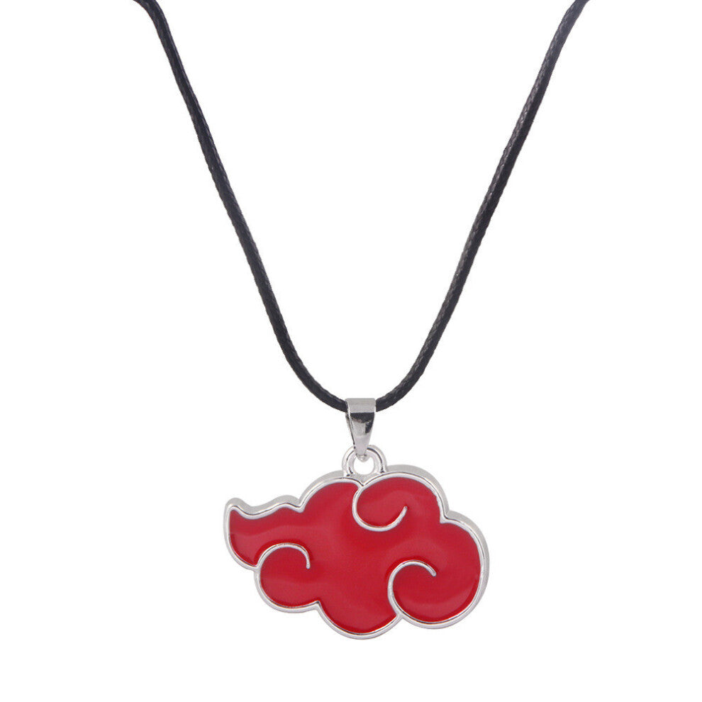 (Necklace) Cloud Akatsuki Naruto Pendant With Alloy Material And Leather For Fans Chain