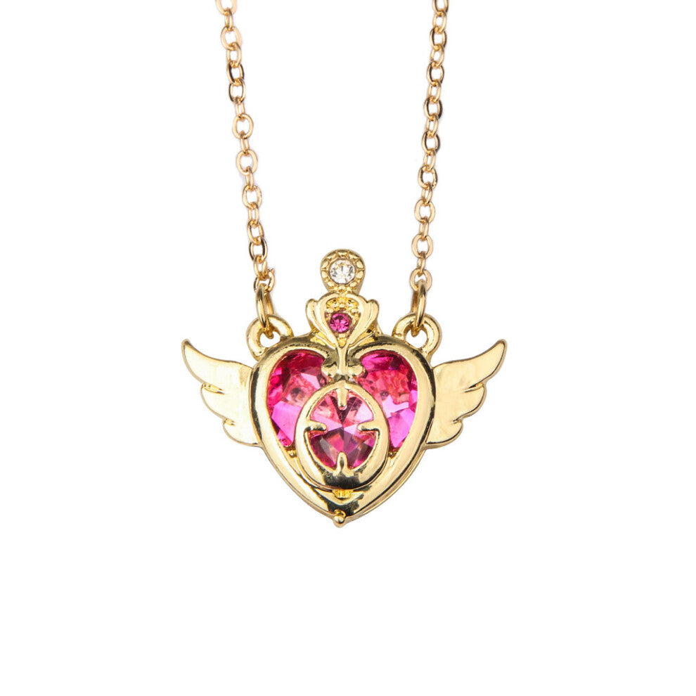 (Style B) Captor Sakura Card Sailor Moon Pendant Necklace With Magic Wand Heart And Design