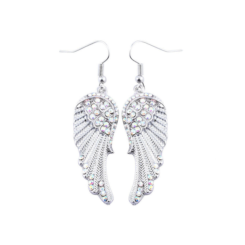 (White B) Fashion Necklace Earrings And Brooch With Angel Wings Design For Women Accessory