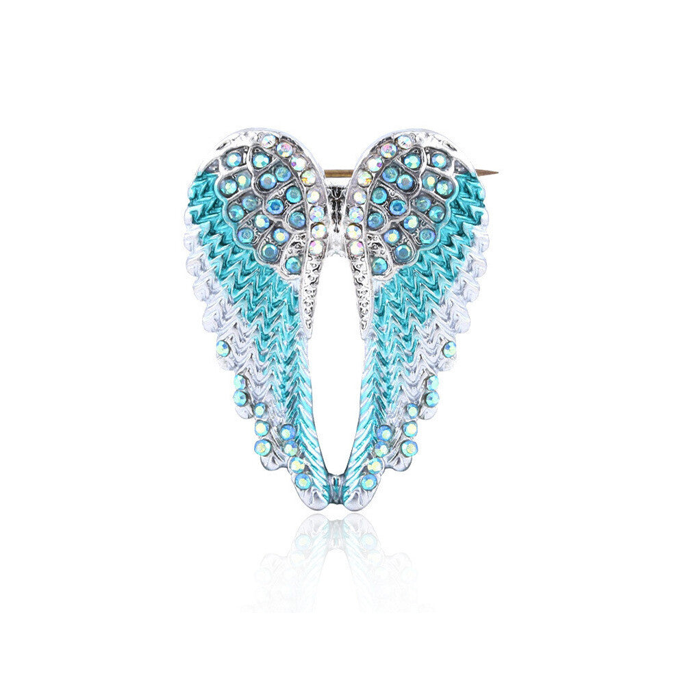 (Brooch Blue ) Fashion Necklace Earrings And Brooch With Angel Wings Design For Women Accessory
