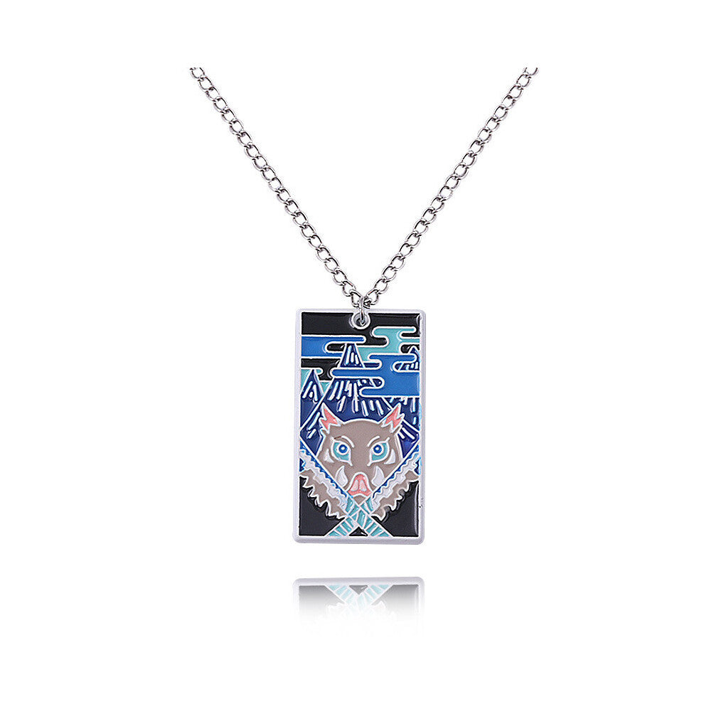 (Inosuke Green) Slayer Kimetsu Demon No Yaiba Tomioka Giyuu Necklace Pendant Anime Fans For