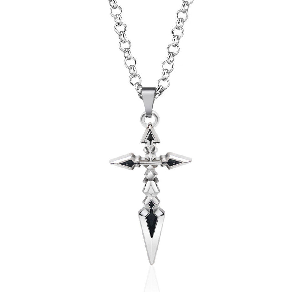(Silver) Stay Fate Night Altria Pendragon Alloy Necklace With Leather Chain Fans For Gift