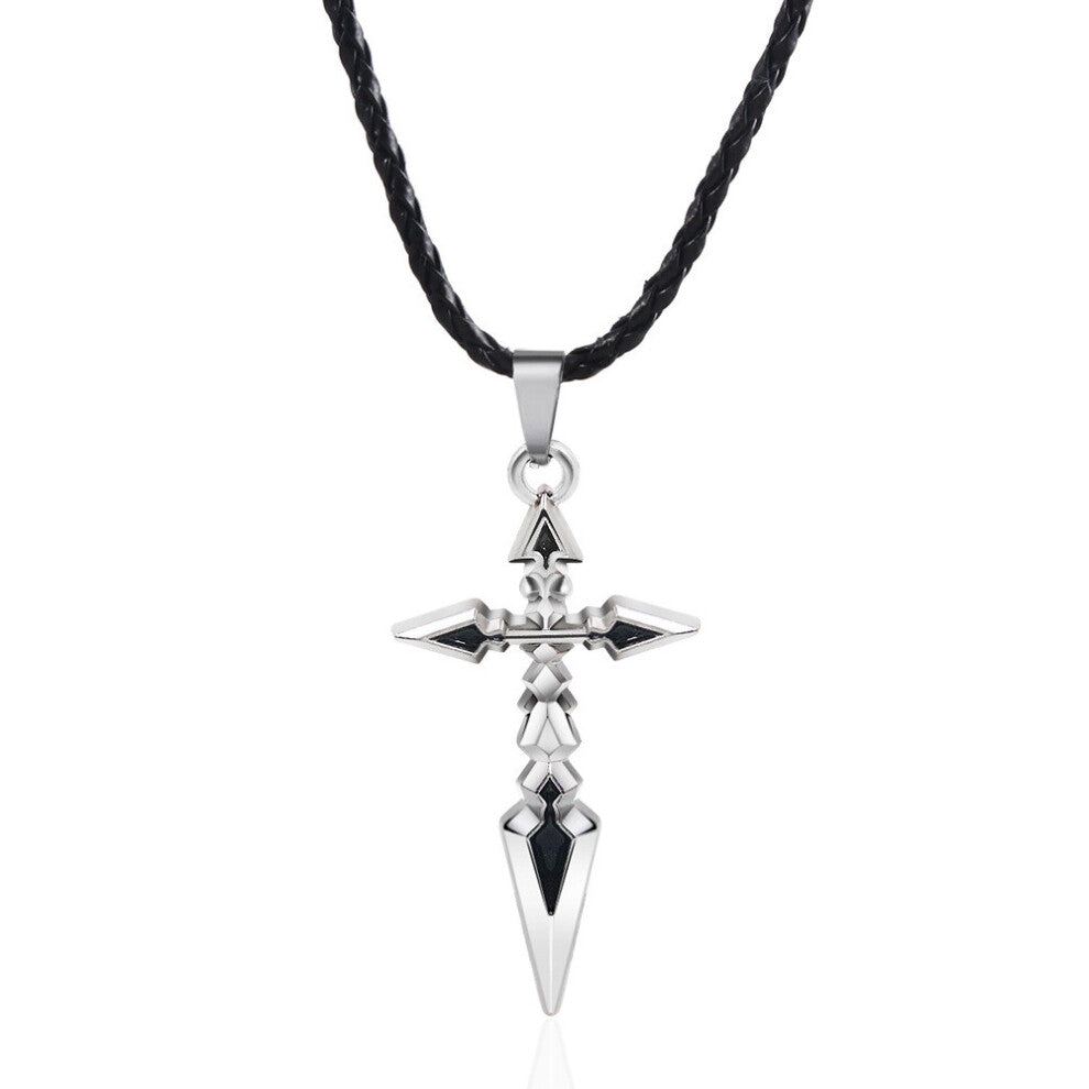 (Black) Stay Fate Night Altria Pendragon Alloy Necklace With Leather Chain For Fans Gift