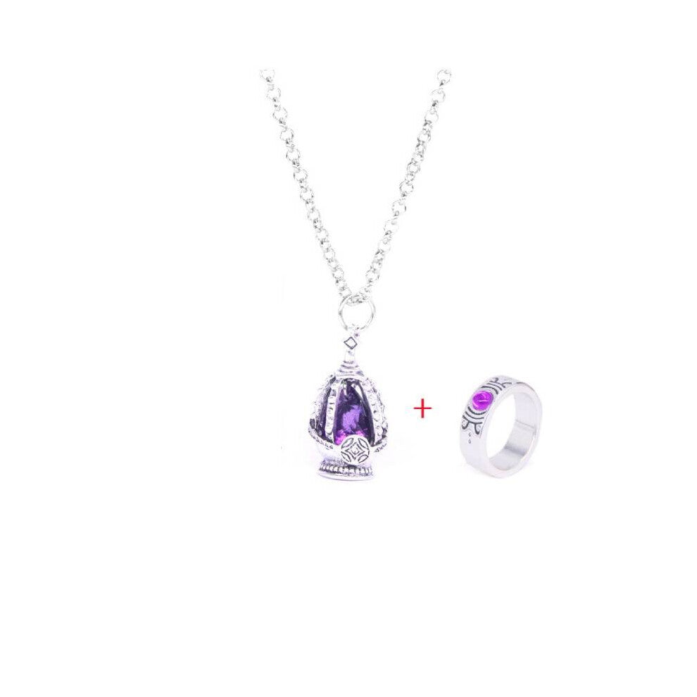 (Purple) Magi Puella Madoka Magica Anime Necklace And Ring For Collectors Gift And Fan