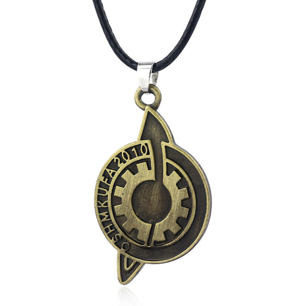 (Style B) Steins Anime Gate Necklace With Alloy Gear Pendant And Leather Gift For Chain