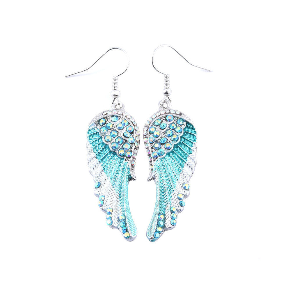 (Blue B) Necklace Earrings Fashion And Brooch With Angel Wings Design Women Accessory For