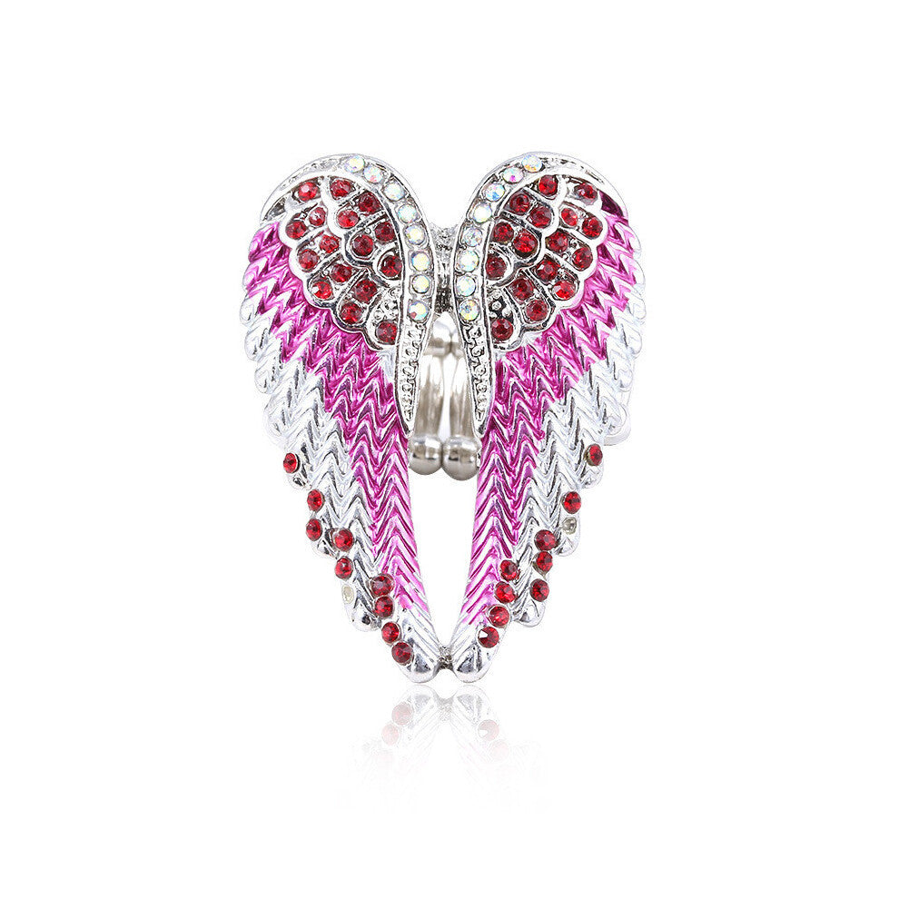 (Ring Pink ) Necklace Earrings Fashion And Brooch With Angel Wings Design Women Accessory For