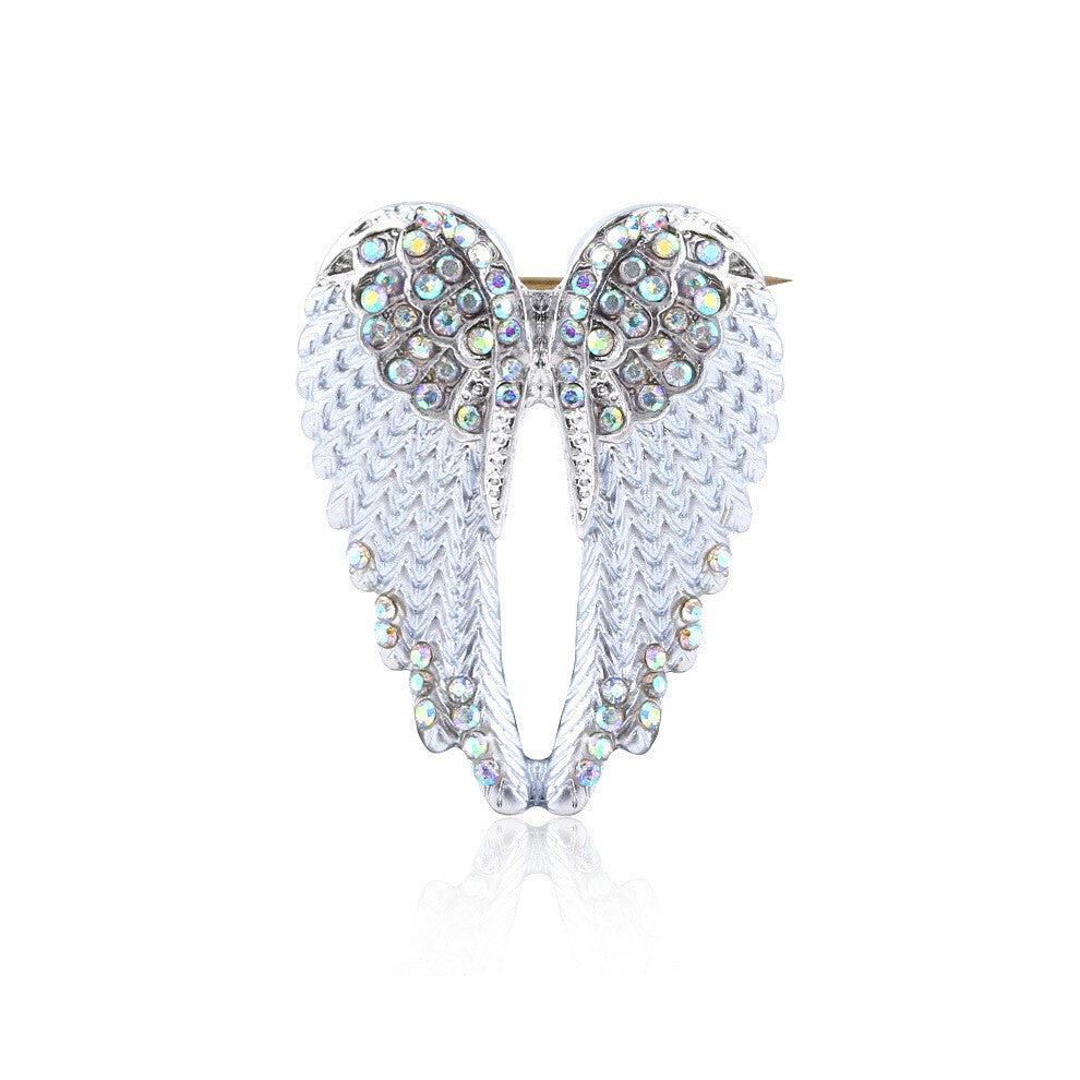 (Brooch White ) Necklace Earrings Fashion And Brooch With Angel Wings Design Women Accessory For