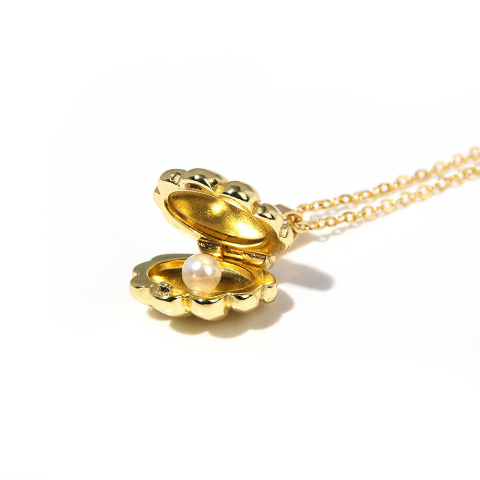 Mermaid Melody Shell Pearl Necklace Jewelry Pendant With Metal Chain Daily Use