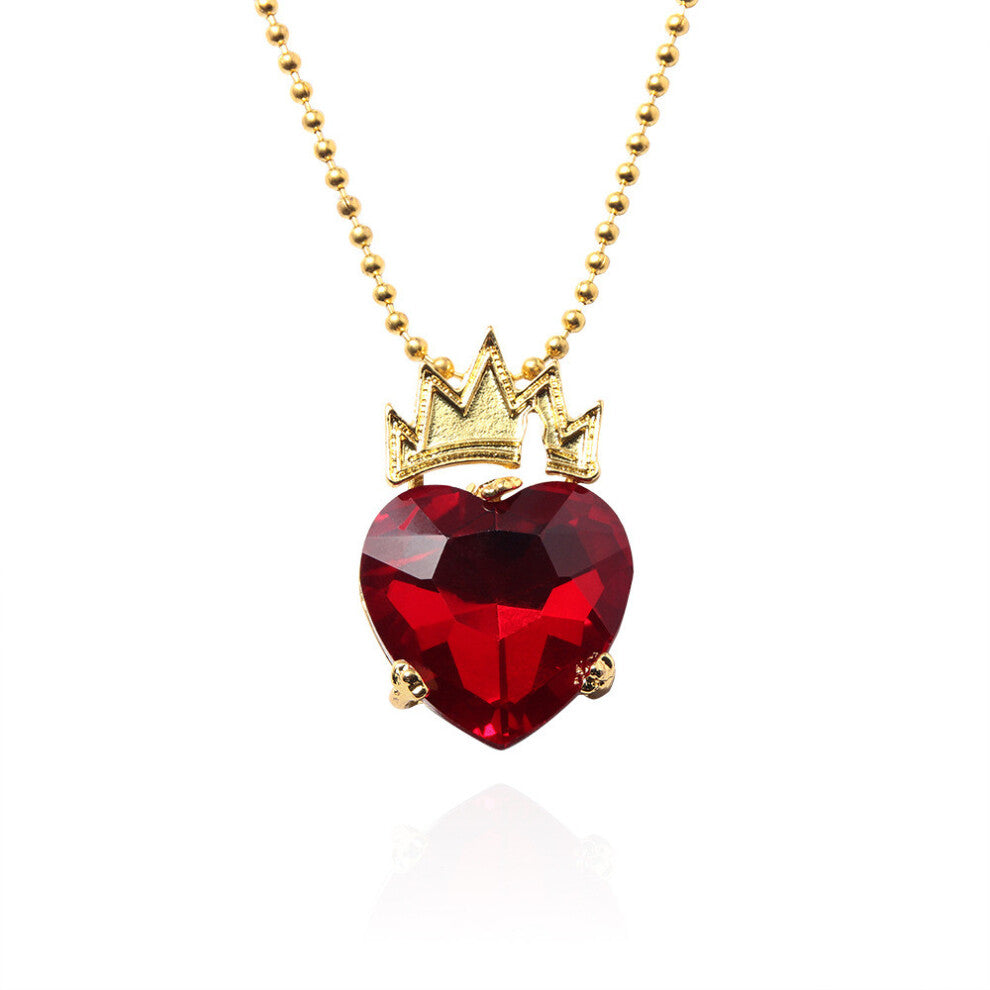 (Red) Crown Fashion Descendants Heart Shaped Necklace Pendant For Valentines Gift