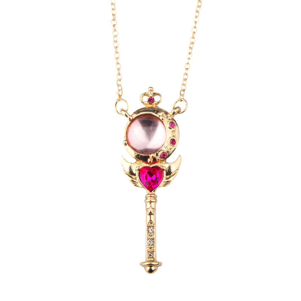 (Style D) Captor Sakura Card Sailor Moon Pendant Necklace With Magic Wand And Design Heart