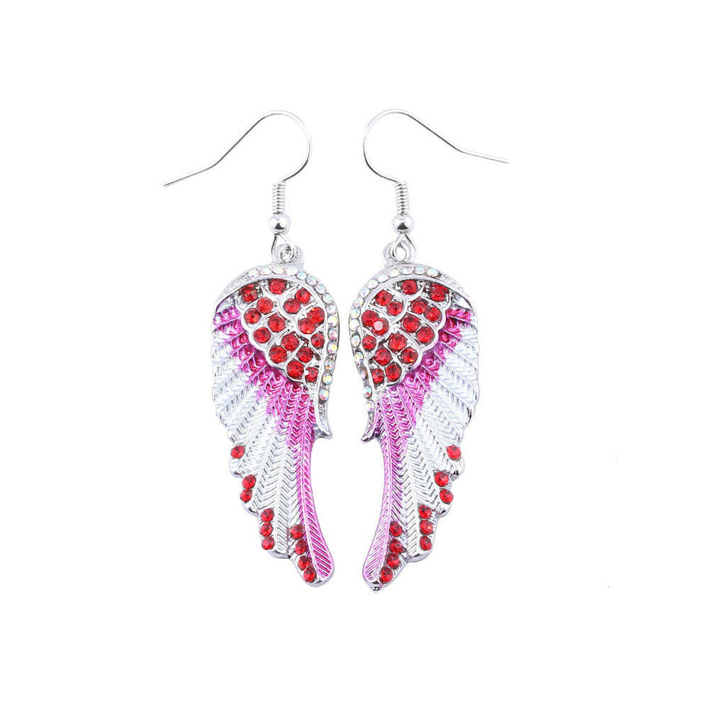 (Pink B) Fashion Necklace Earrings And Brooch With Angel Wings Design Women For Accessory