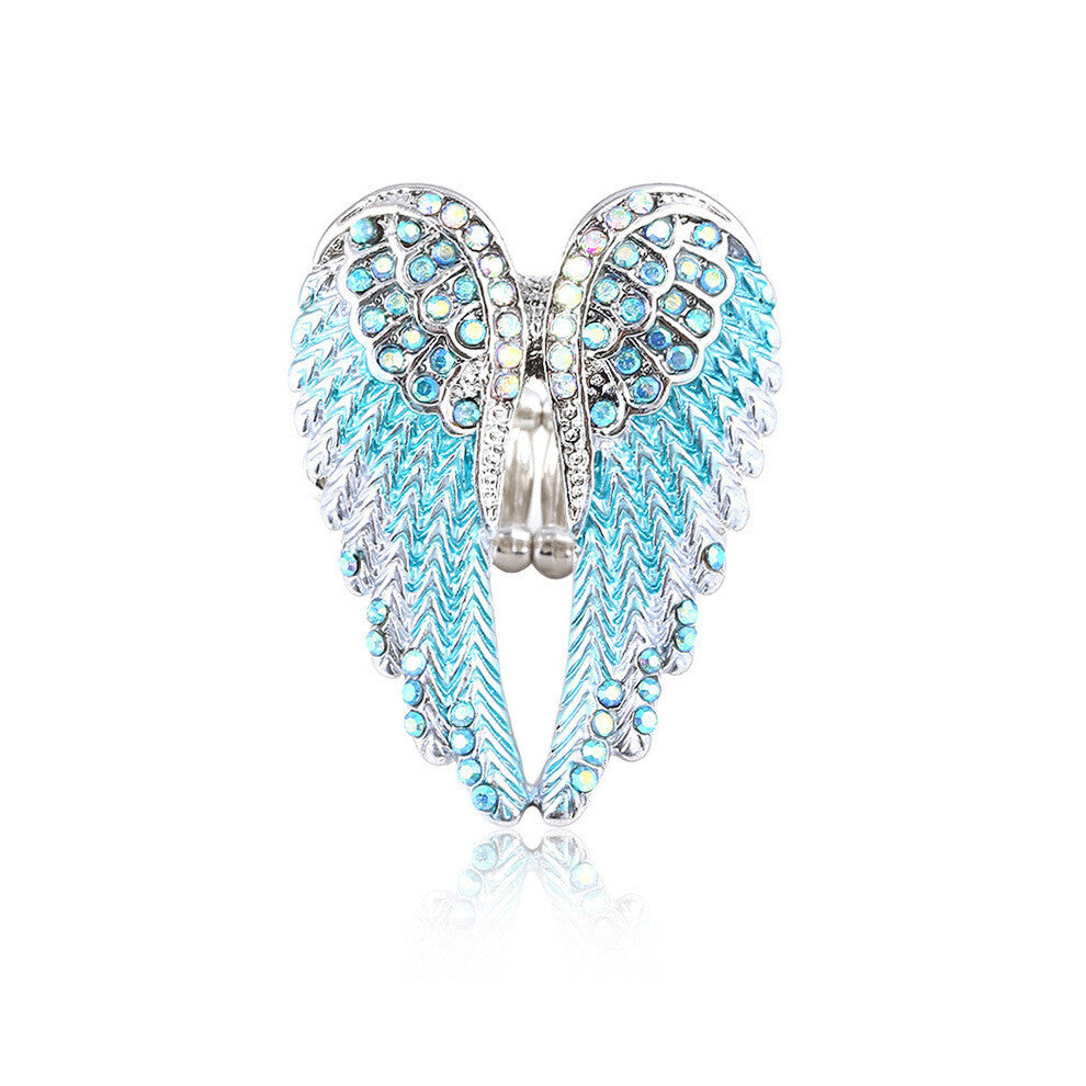 (Ring Blue ) Fashion Necklace Earrings And Brooch With Angel Wings Design Women For Accessory