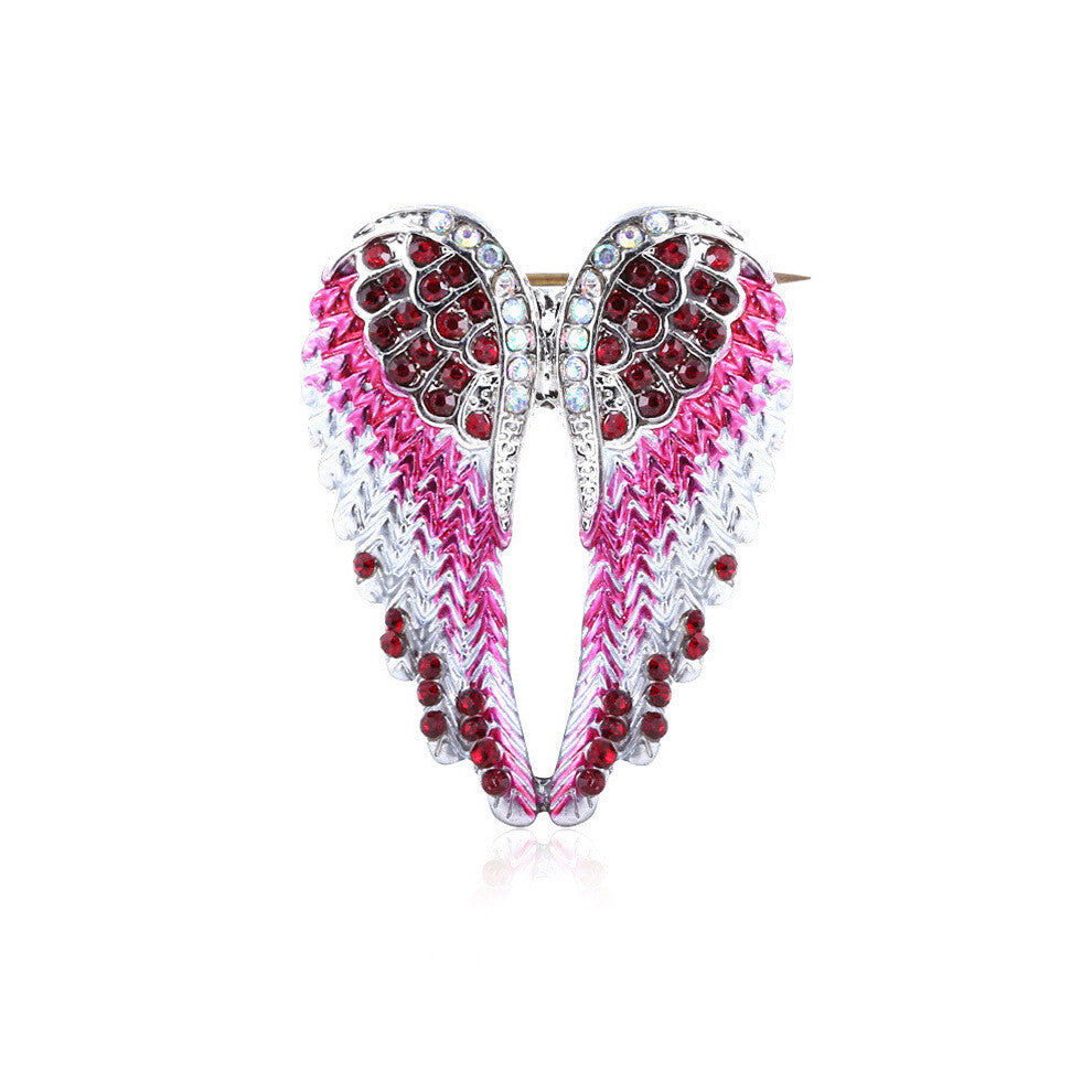 (Brooch Pink ) Fashion Necklace Earrings And Brooch With Angel Wings Design Women For Accessory