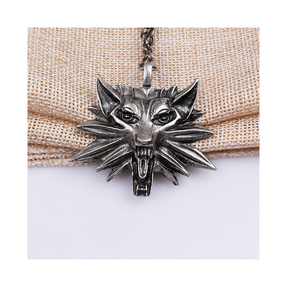 (Black ) Alloy Witcher The Wolf Head Necklace Suitable For Enthusiasts Gaming Gift