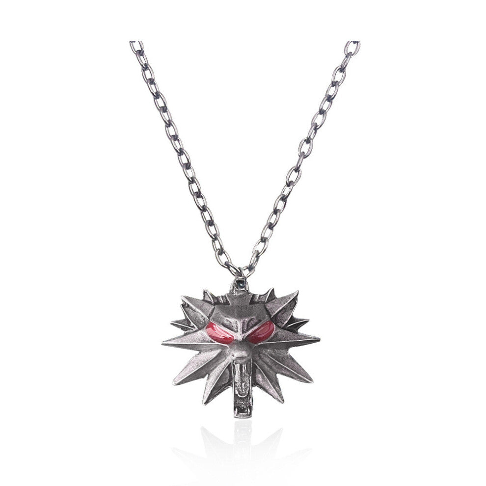 (Black A ) Alloy Witcher The Wolf Head Necklace Suitable For Enthusiasts Gaming Gift