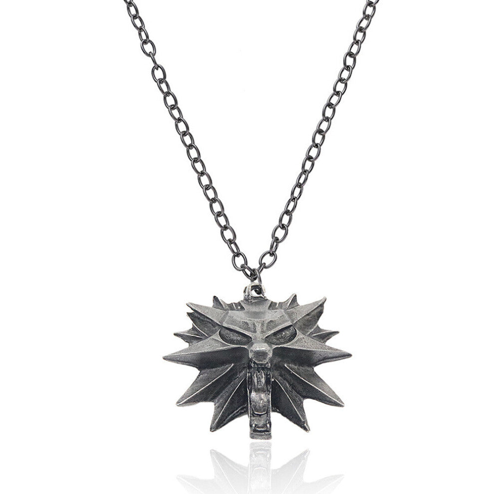 (Red A) Alloy Witcher The Wolf Head Necklace Suitable For Enthusiasts Gaming Gift