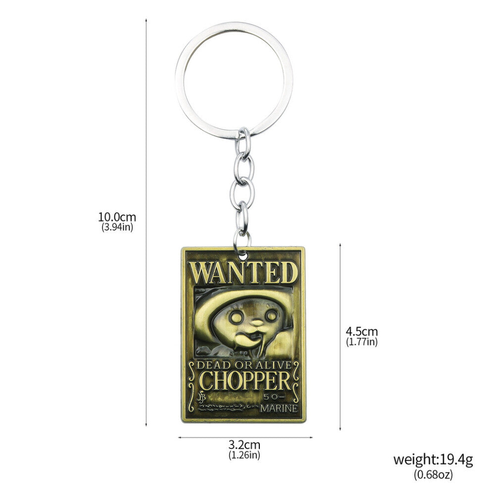 (Style32) Piece One Luffy Ace Tony Straw Hat Wanted Poster Pendant Necklace Keychain