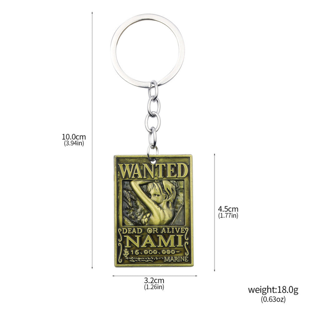 (Style33) Piece One Luffy Ace Tony Straw Hat Wanted Poster Pendant Necklace Keychain