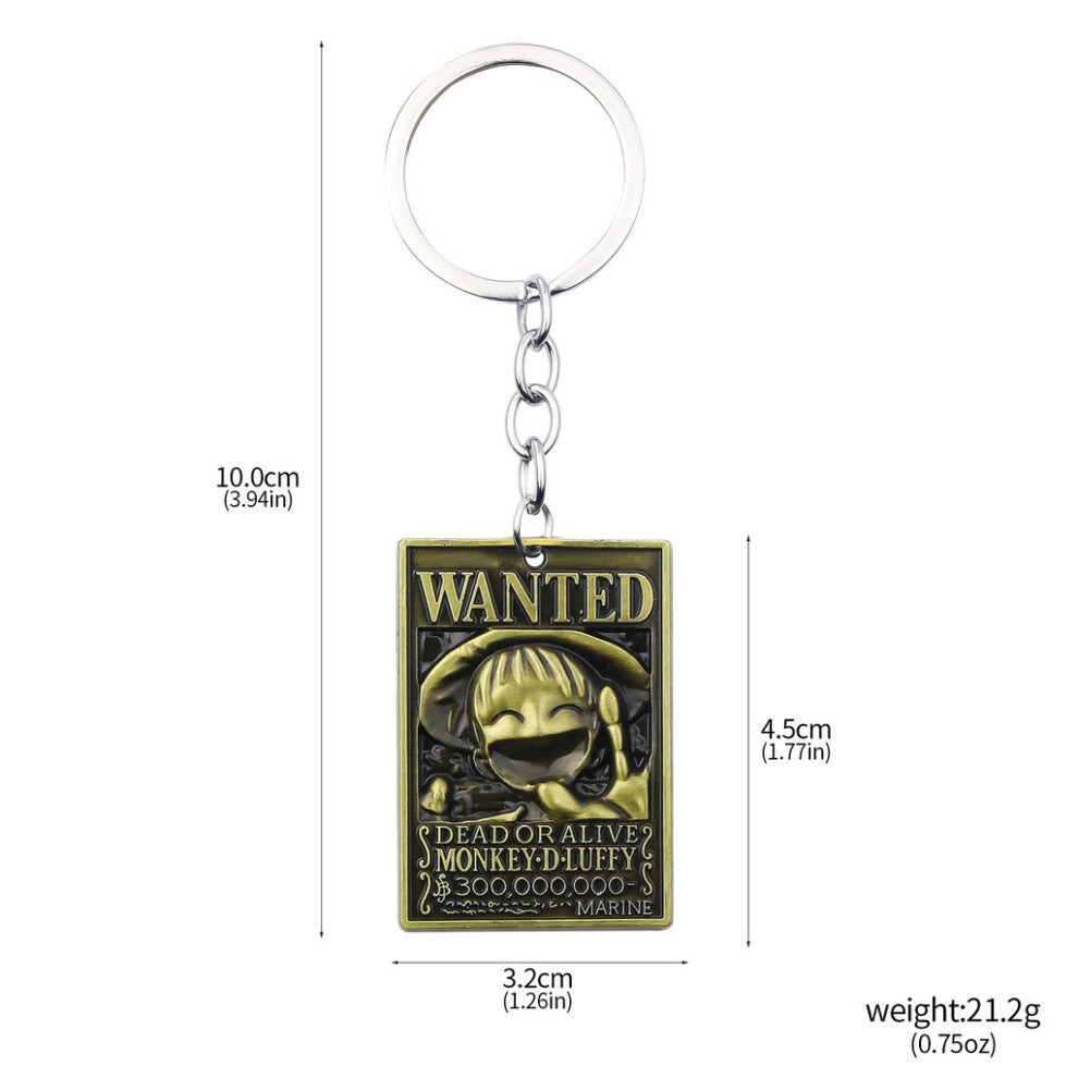 (Style36) One Luffy Piece Ace Tony Straw Hat Wanted Poster Necklace Keychain Pendant